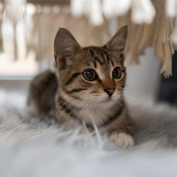 Katze liegt auf dem Teppich